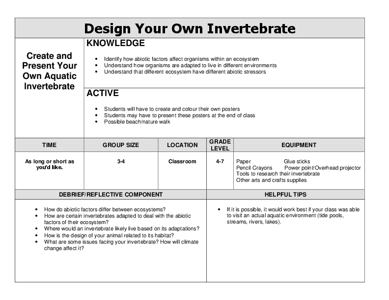 Design Your Own Invertebrate