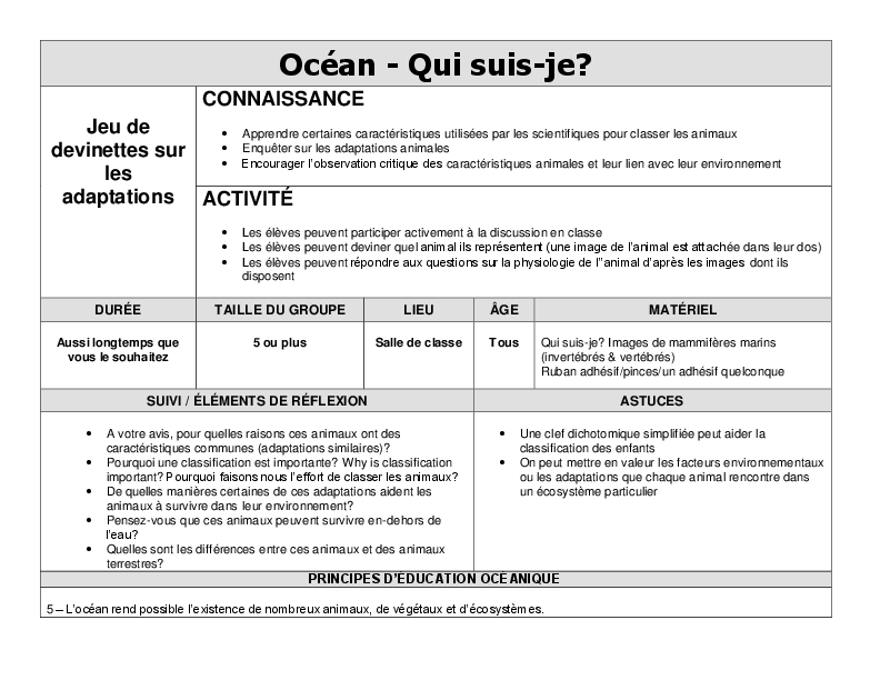 Océan Qui suis je